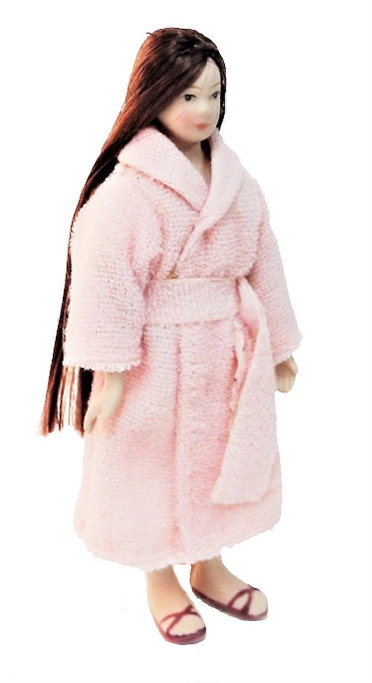 دمى البيت امرأة في حمام رداء خلع الملابس ثوب الخزف 1:12 الناس