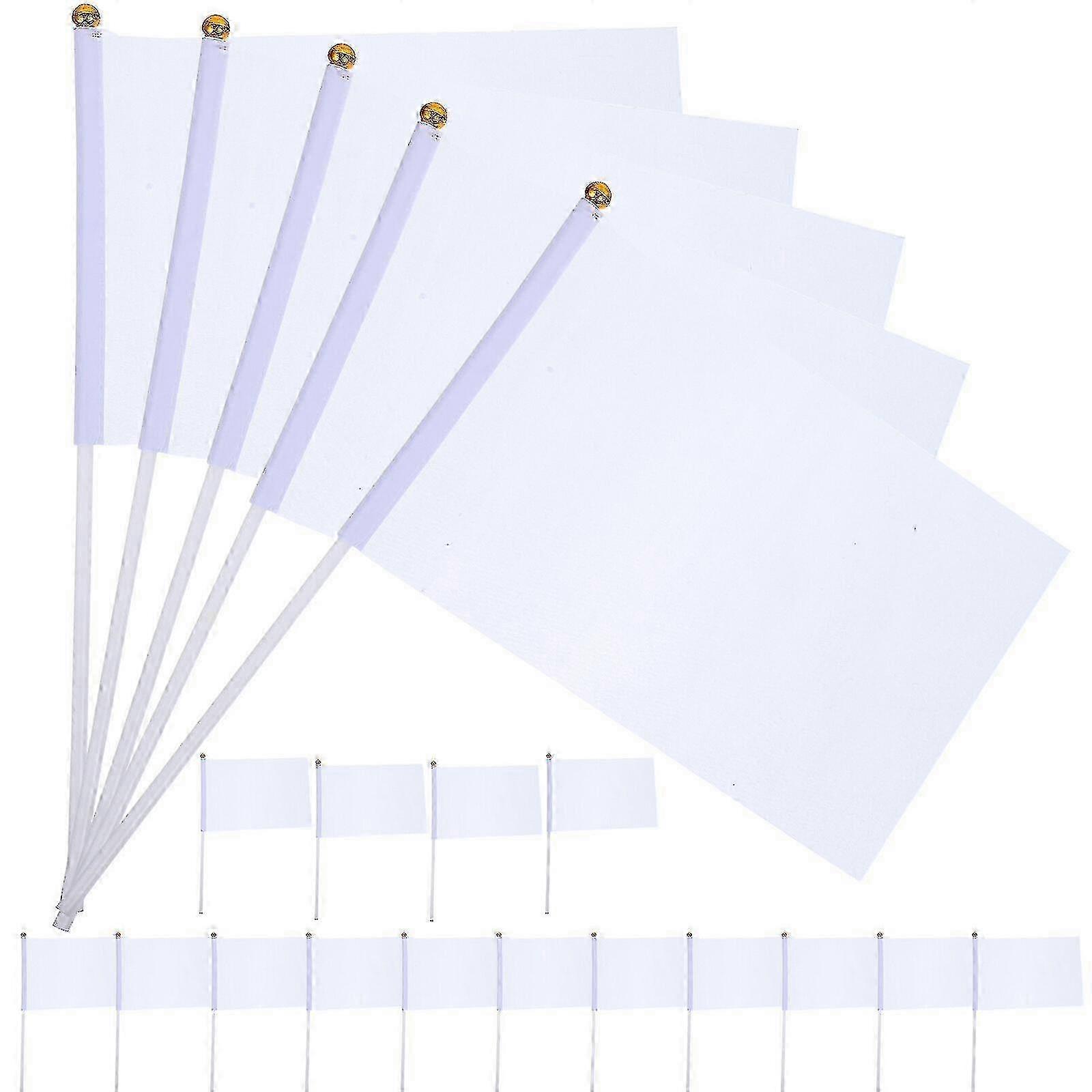 20pcs Portable Hand-cranked Bunting Hand-cranked Flag Commanding Referee Flag Hand-cranked Flag Command Flag (White)