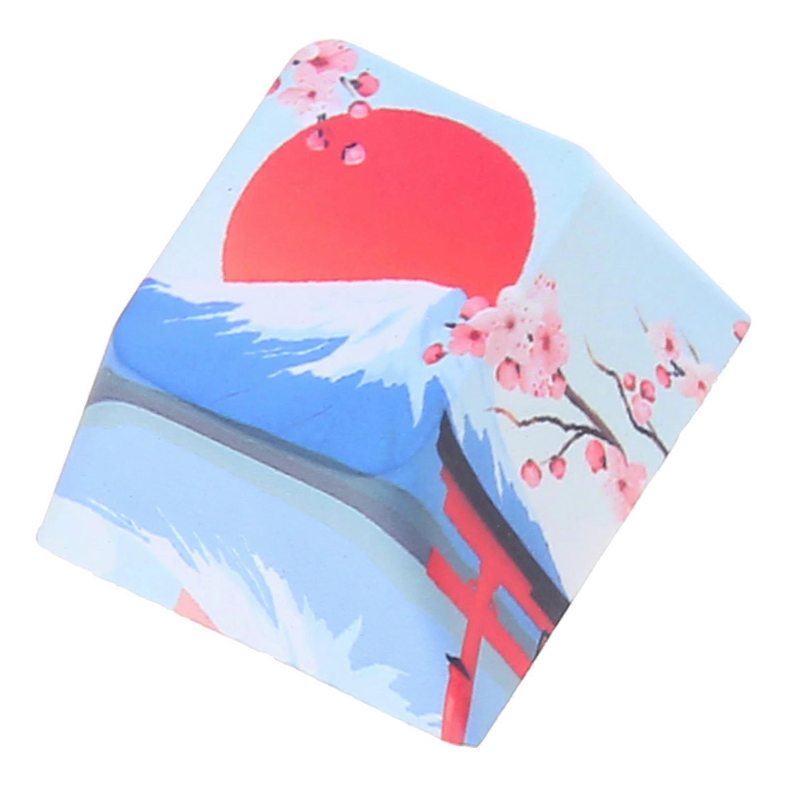R4 Height Keycap Cherry Profile Dip Dye Sculpture PBT Keyboard Keycap for Mechanical Keyboard Etched Mount Fuji Keycap Multicolor