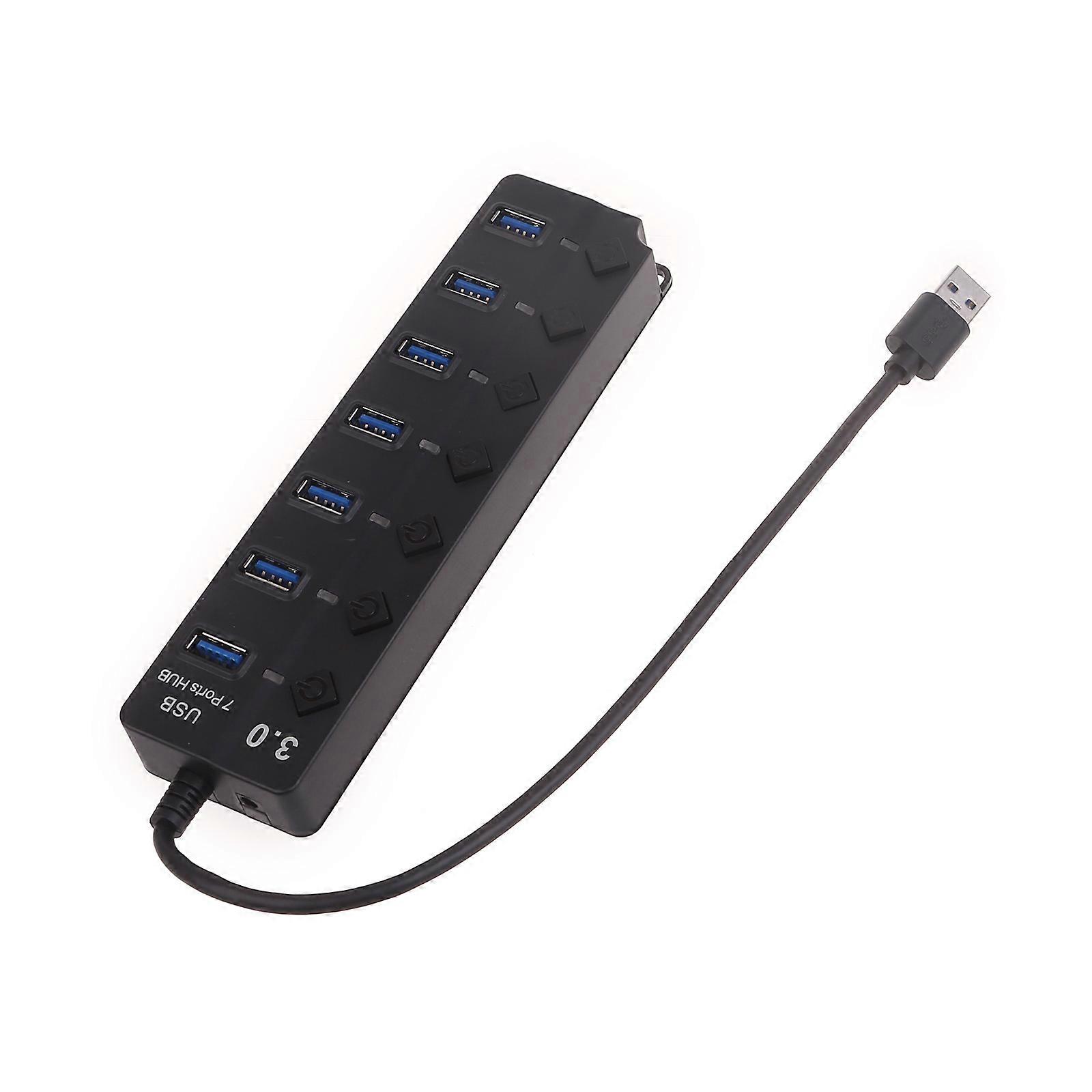 Convenient 7 Port USB Hub Individual On Off Power Switches USB Splitter USB Extension Adapter Efficient Converter Multicolor