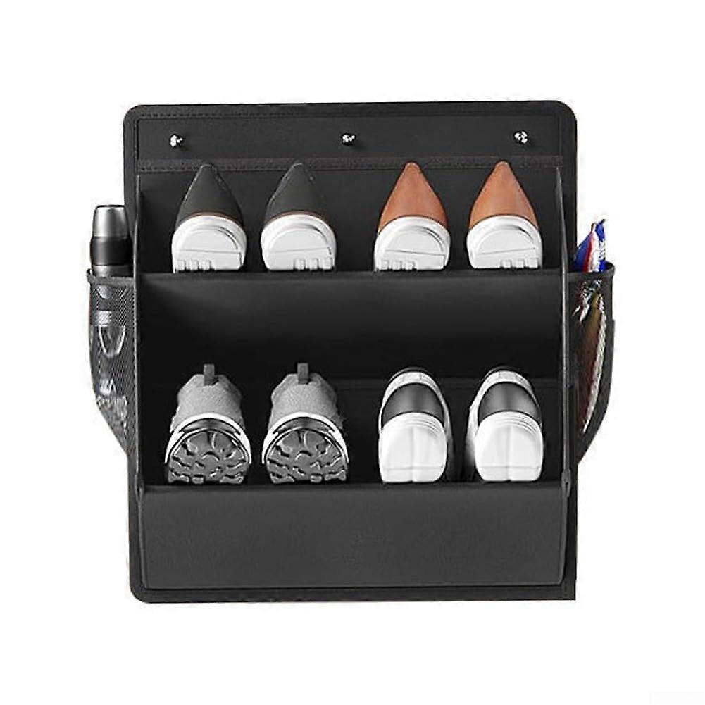 Wall Mounted Shoe Rack with Deep Pockets for RV Camper Door Storage and Narrow Space Organization Black