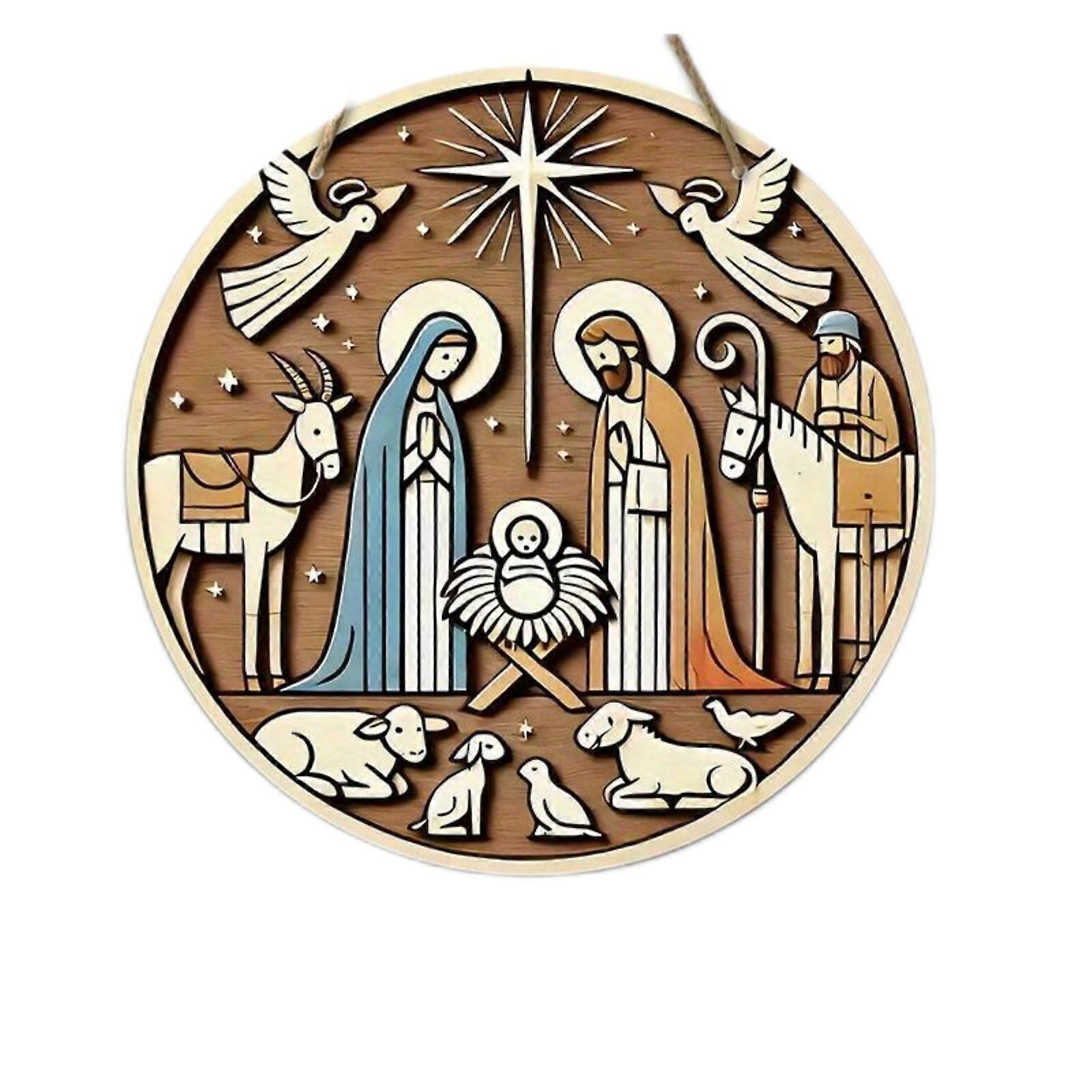 Dekorative Weihnachtskrippe aus Holz