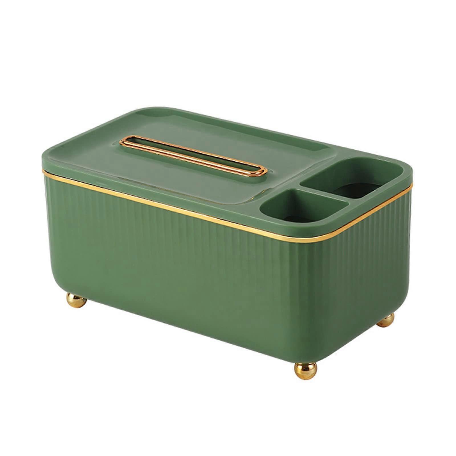 Decorative Tissue Organizer Rectangular Box Cover Multifunctional Remote Control Container For Office And Restaurant Green