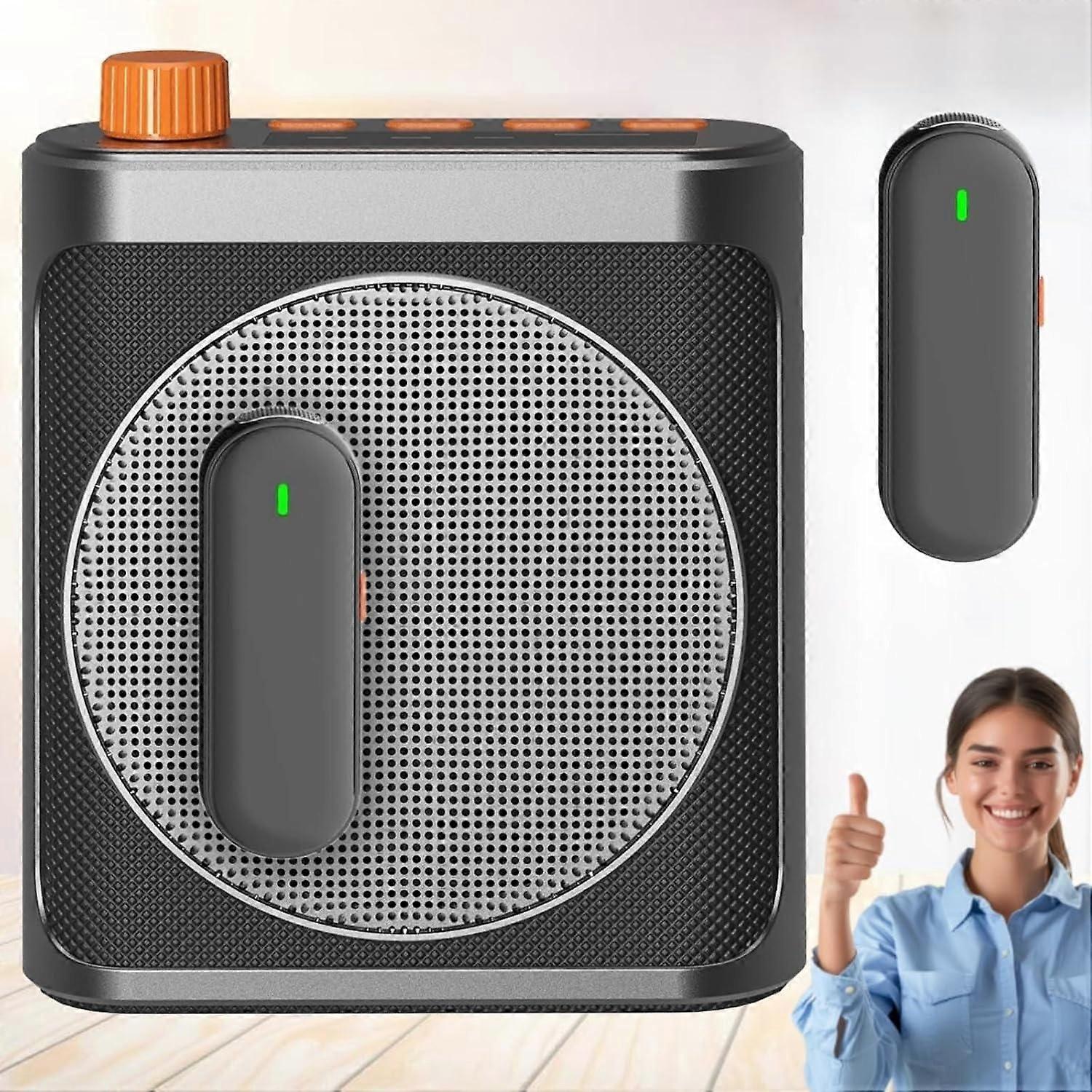 Voice Amplifier Wireless Microphones, with 2pcs Magnetic Wireless Lavalier Lapel Microphones