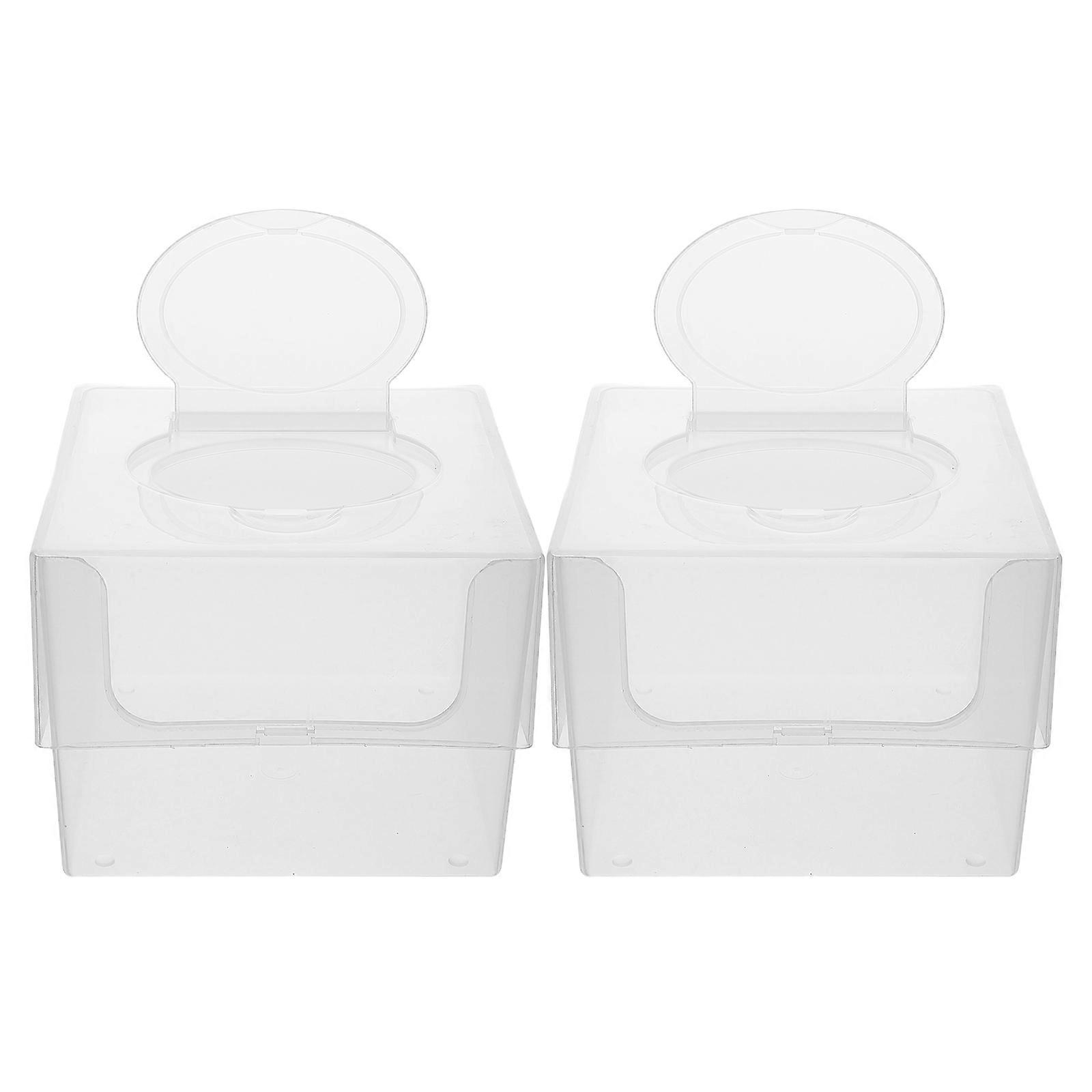 Wet Wipe Box Disposable Facial Towel Storage Box with 2Pcs Transparent Design