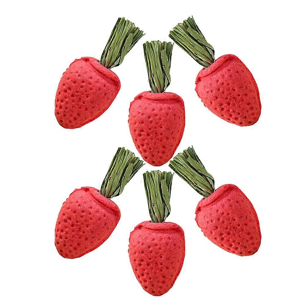 Hamster Chew Toys 6Pcs for Teeth Health Red Strawberry Shape Small Animal Toy