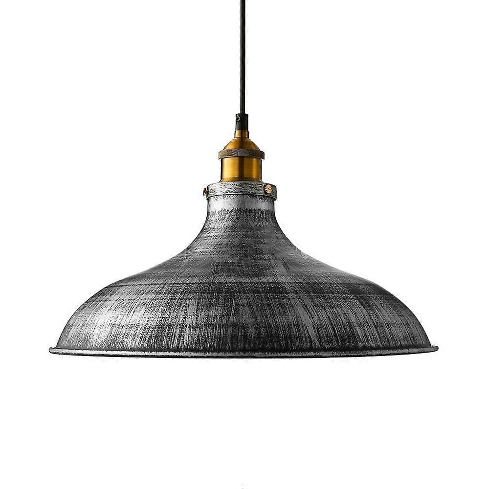 Rustic Industrial Pendant Light with Adjustable Hanging Length, Silver and Black for Kitchen Island