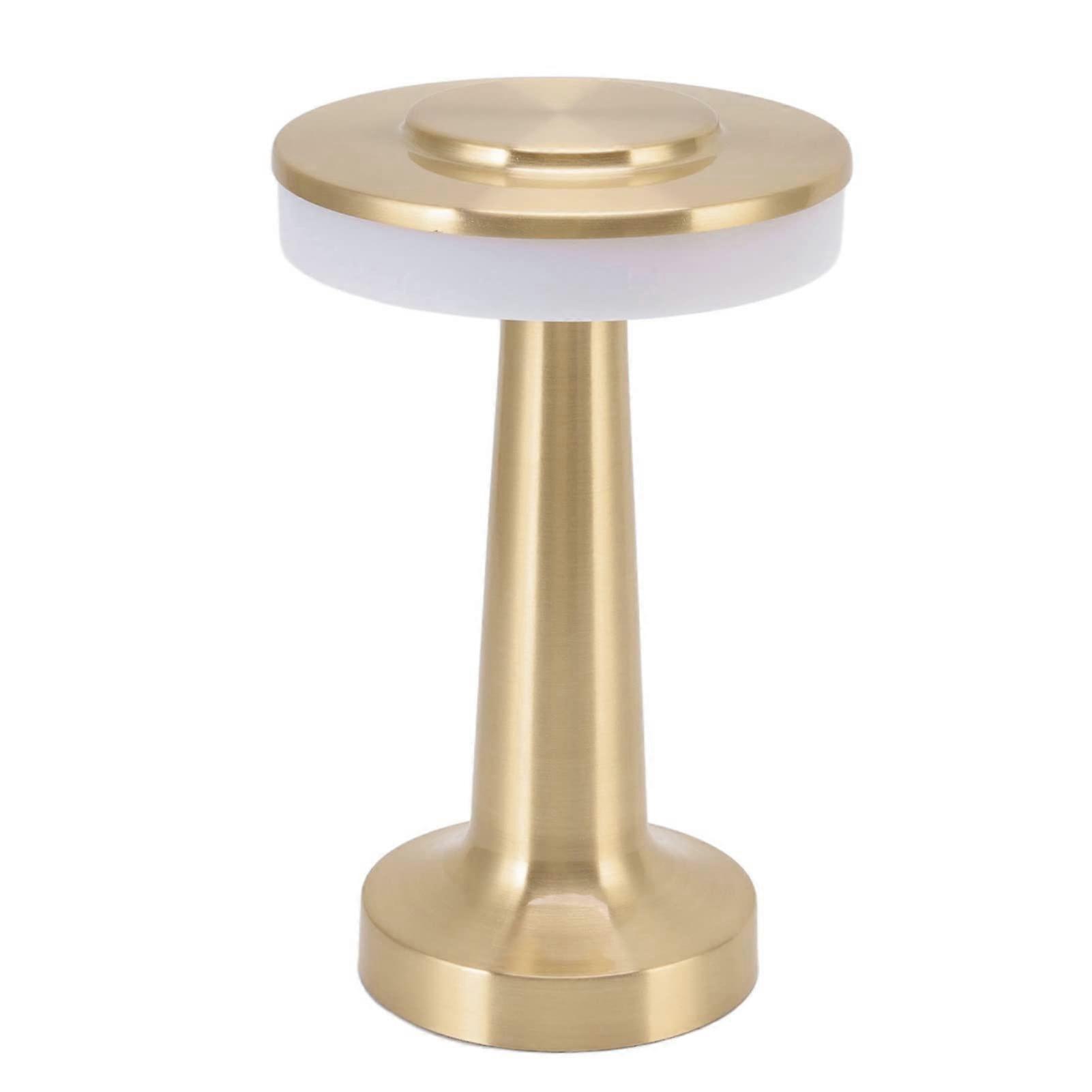 LED Mushroom Lamp with Touch Sensor Control, 3 Brightness Levels, Rechargeable Cordless Gold Design
