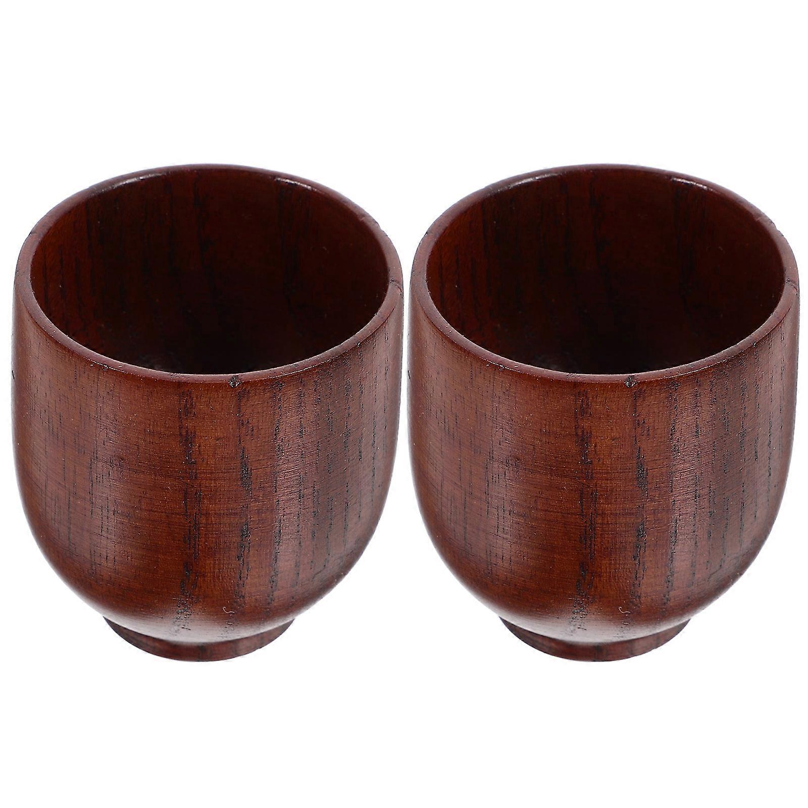 Wooden Wine Mug for Drinking Use 2Pcs Brown Reusable Wooden Goblet