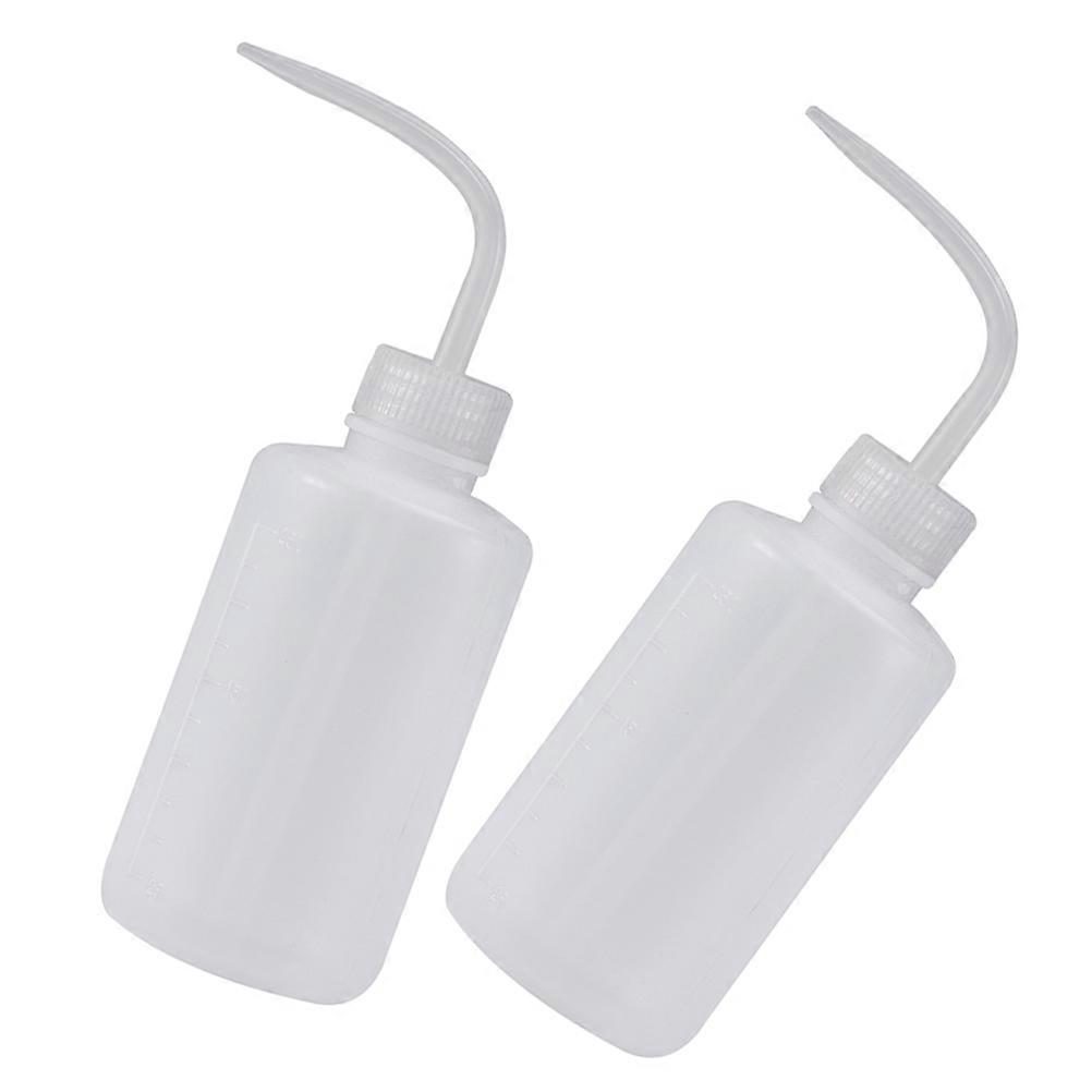 Plastic Squeeze Bottle White for Cleaning 2Pcs Curved Neck with Precise Nozzle