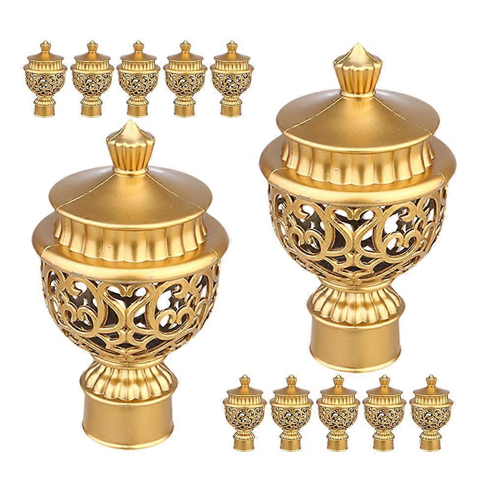 Golden Curtain Rod Finials for Window Use 48Pcs Plastic Decorative Caps