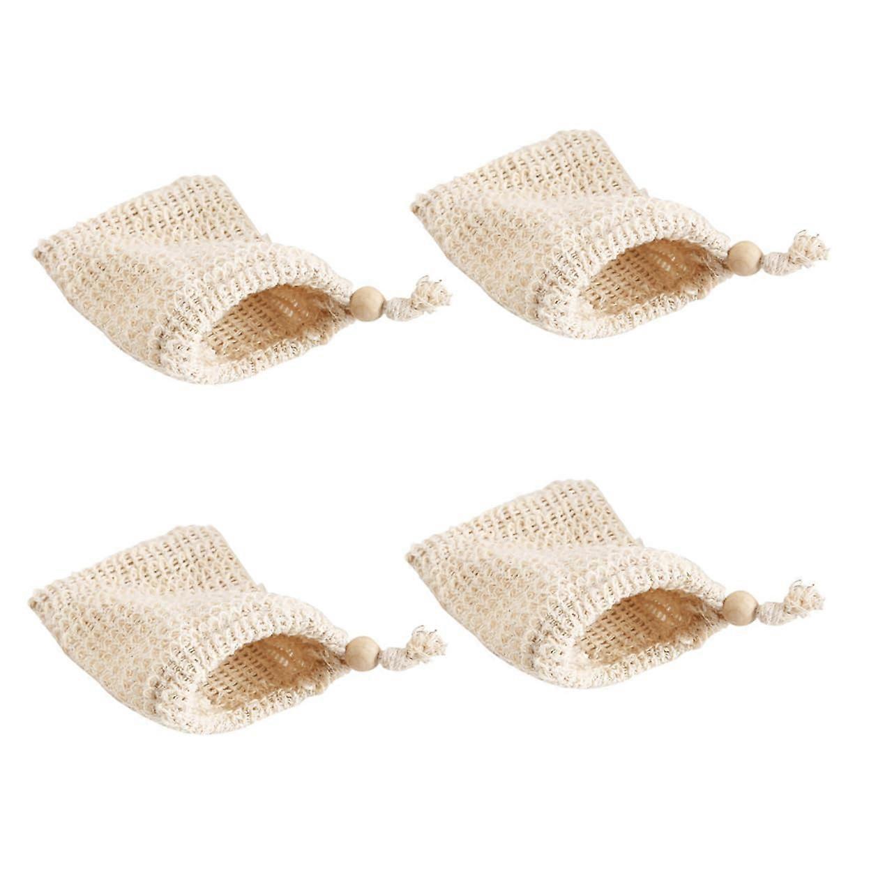 4pcs Exfoliating Soap Saver Bags Mesh Foaming Pouch with Drawstring for Rich Bubble Shower Use