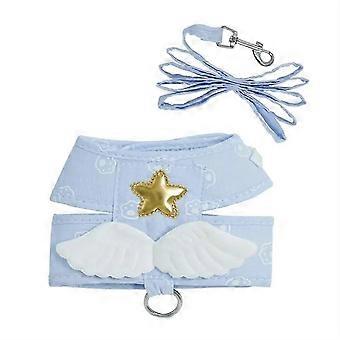 Cat Dog Harness With Leash Kawaii Angel Wings Vest Harness For Dogs And Cats Blue Size S