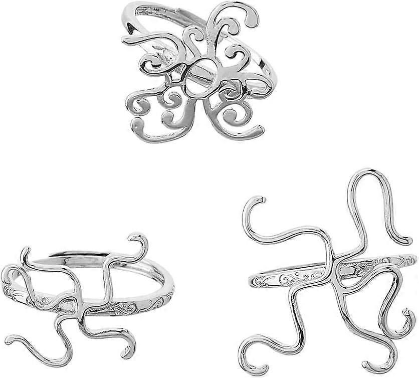 3Pcs 3 Styles Blank Ring Base Setting Platinum Brass Adjustable Ring Findings Prong 5 Claw Ring Settings Finger Ring Blank Base for Irregular Gemstone