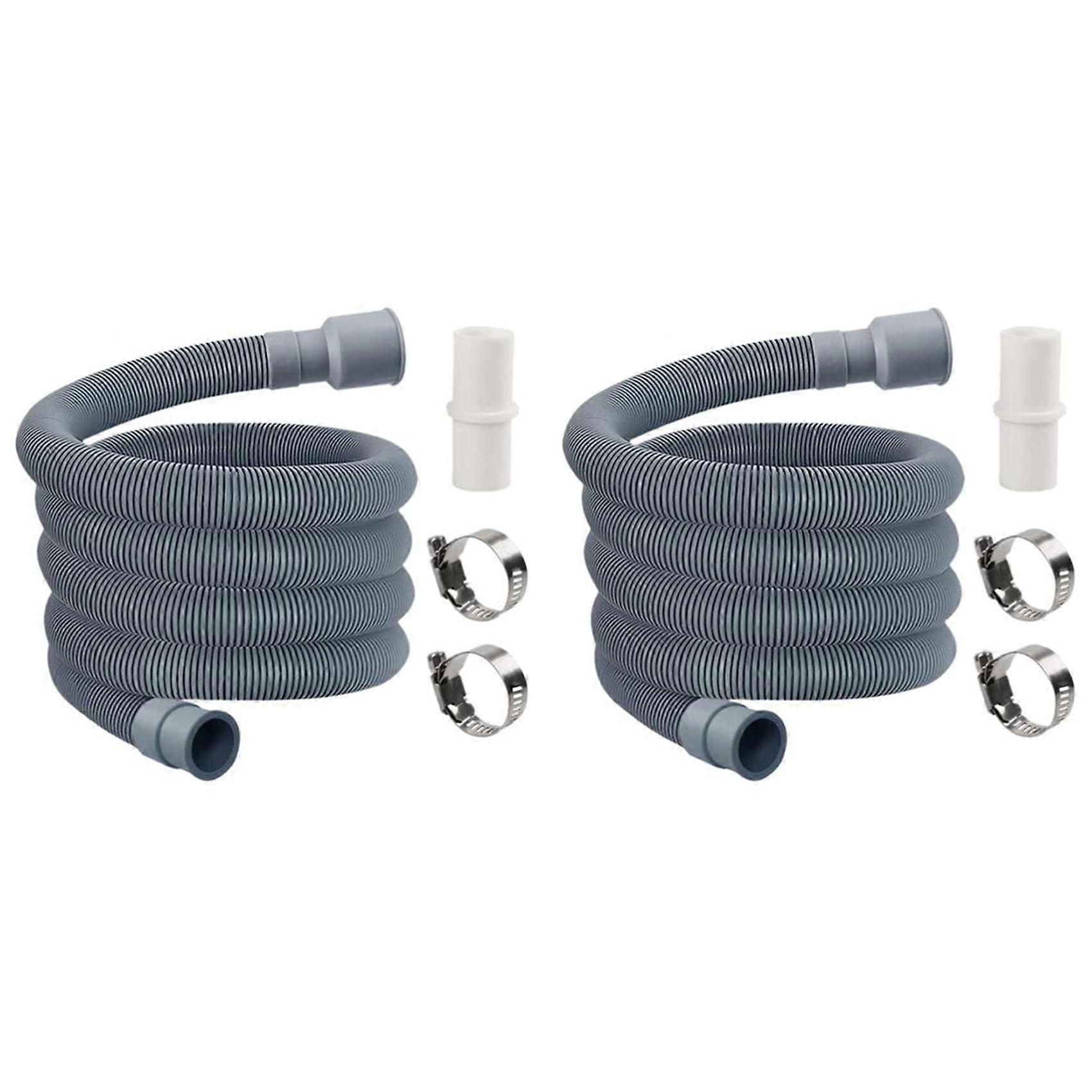 2X Automatic Drum Washing Machine Drain Pipe Drain Hose Fittings, 4 Meter