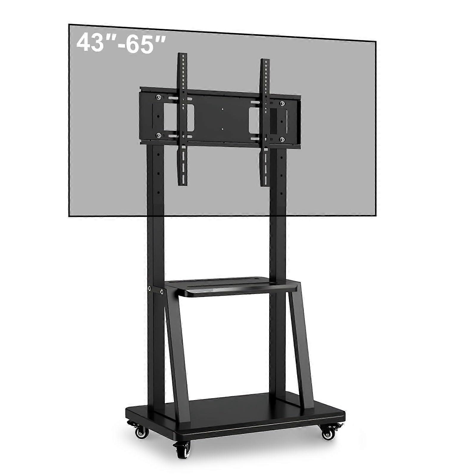 Mobile TV Stand Height Adjustable Heavy Duty Rolling Cart for 4365 Inch Screens with Locking Wheels