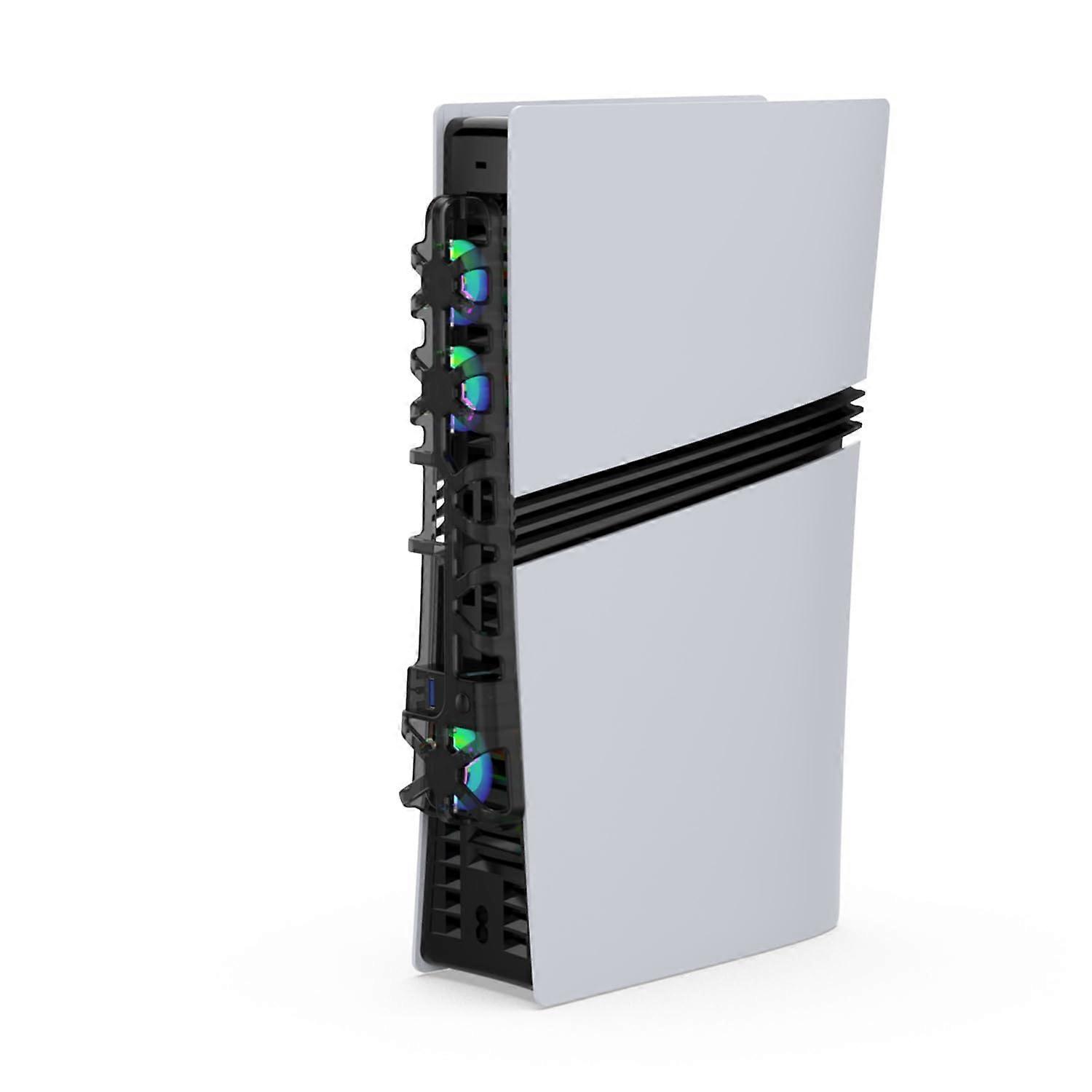 Cooling Fan with RGB Lights, TemperatureControlled Triple Fan USB 3.0 System, Black for PS5 Pro