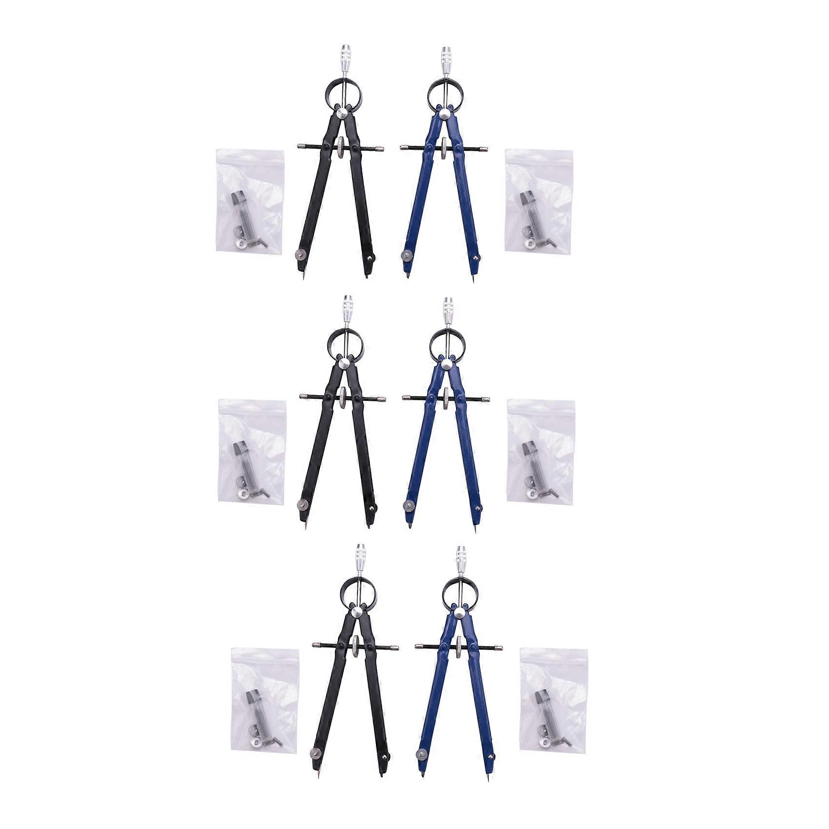 Professional Compass with Lock, Compass for Geometry, 6inch Spring Bow Compass, Precision Compass Math,(6 Pack)