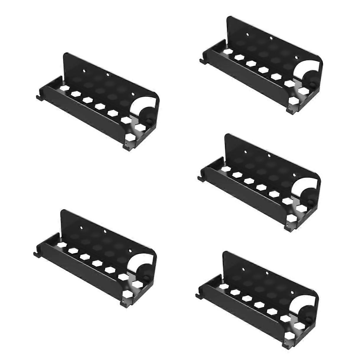 Game Console Wall Mount Shelf with Controller Holder, Ventilated Cable Box Bracket, 5pcs Black