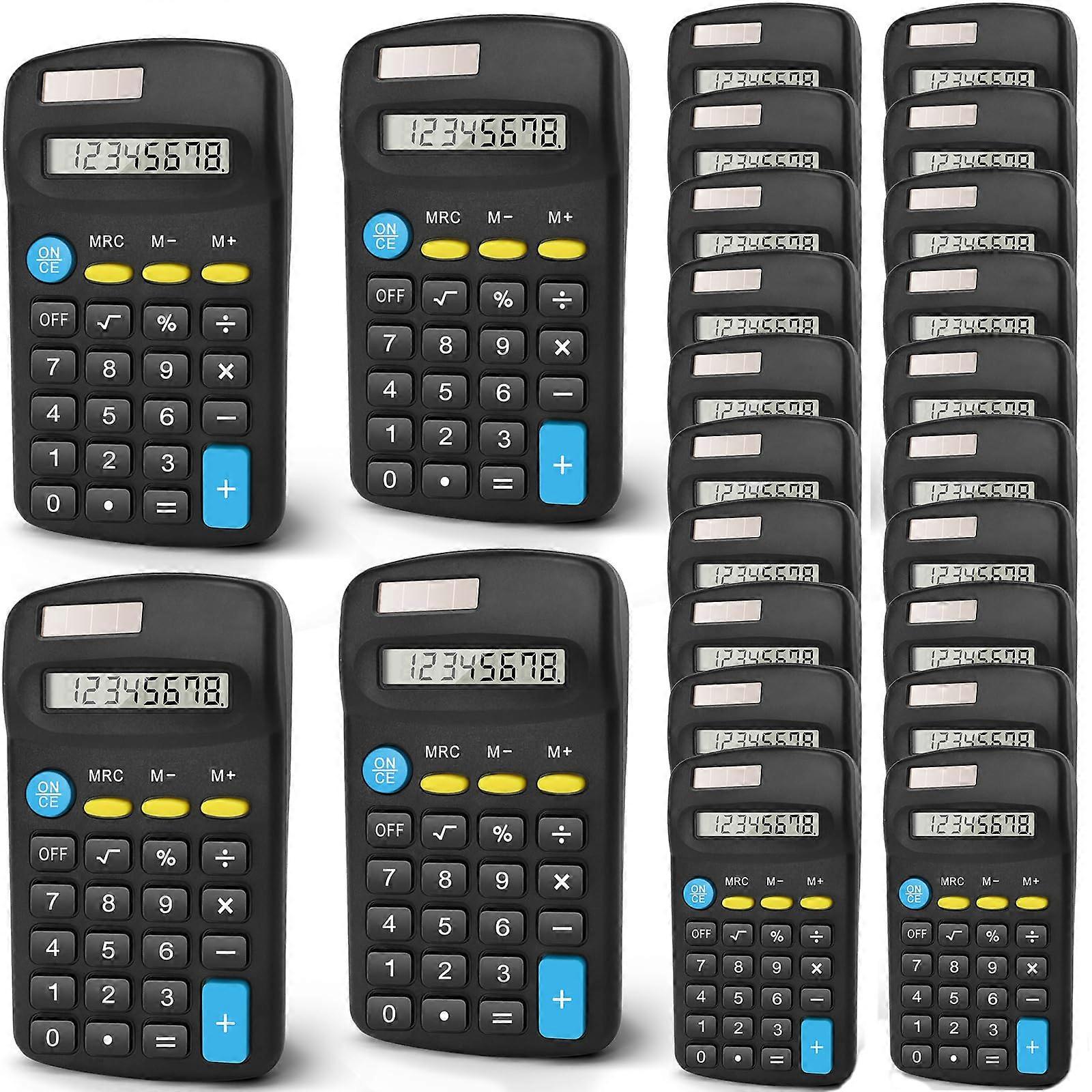 24 Pack Pocket Calculators Bulk Classroom Set, Basic Calculators for Students, Solar and Battery Powered with 8Digit Display