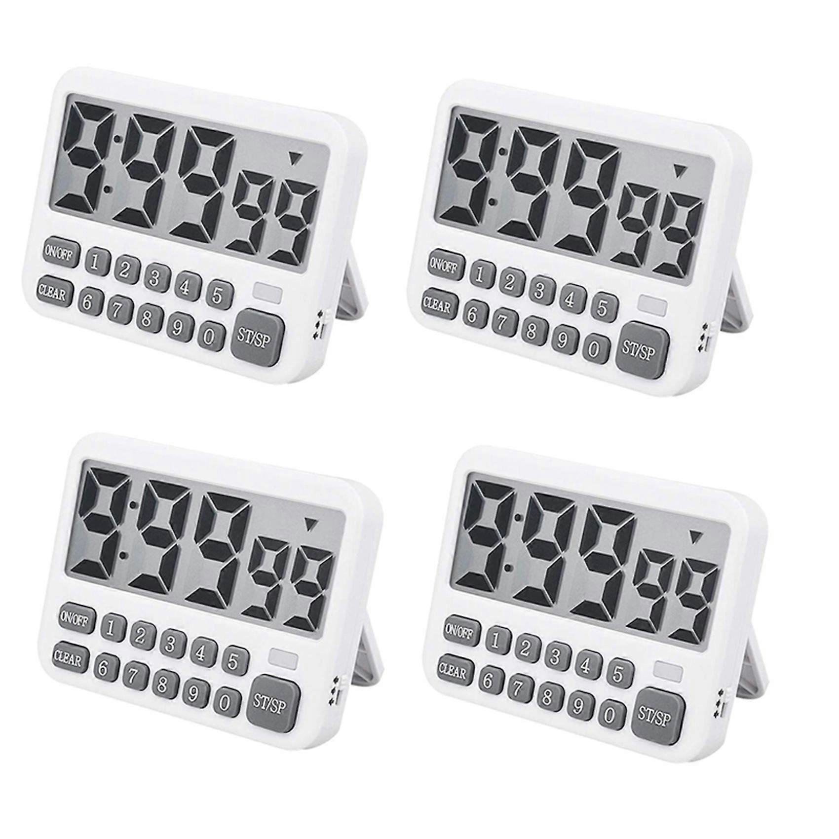 4X Digital Kitchen Timer, Large Display Cooking Timer Cycle Count Up/Down Timer with Digits Directly Input, Loud Alarm