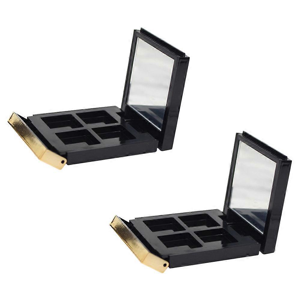 Gold Edge Eyeshadow Box Empty Makeup Case for Home 2Pcs Set