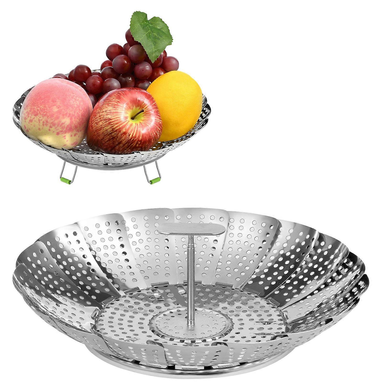 Vegetable Steamer Basket Stainless Steel Adjustable Folding Insert with HeatSafe Handle 9 Inch