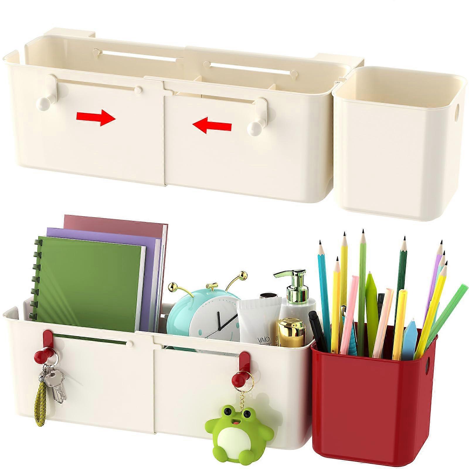 2Pack Bedside Caddy with Hooks, Large Capacity Bedside Organizer for Dorm, Bunk, Hospital, Crib