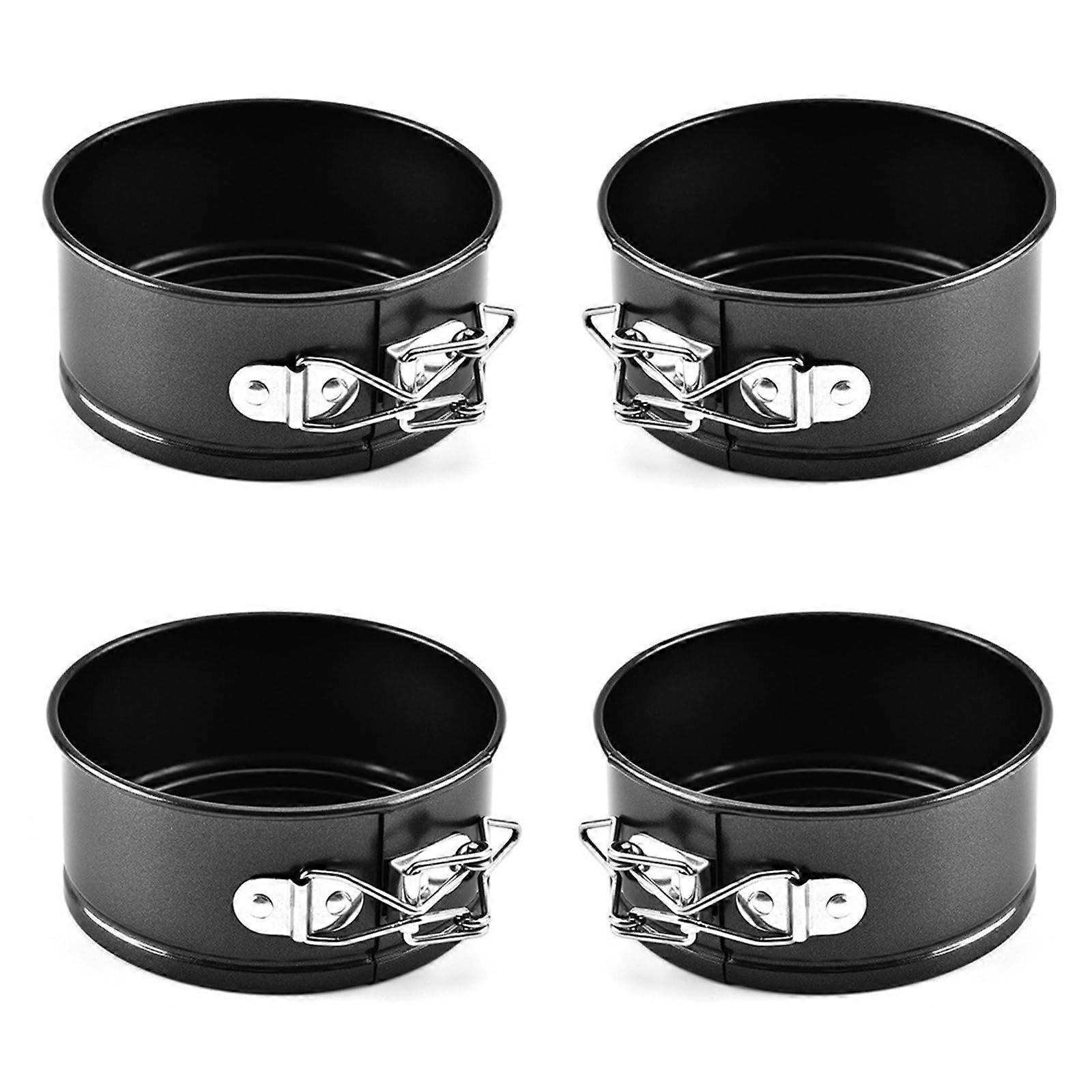 4 Pack 4 Inch NonStick Mini Springform Cake Pan Set with Removable Bottom for Cakes and Tarts