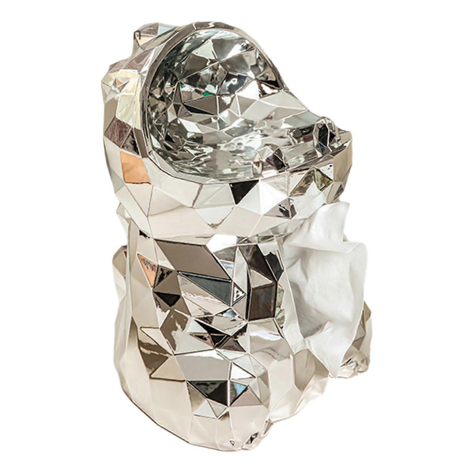 Dinosaur Tissue Box Silver Novelty Holder EyeCatching Home and Office Organizer