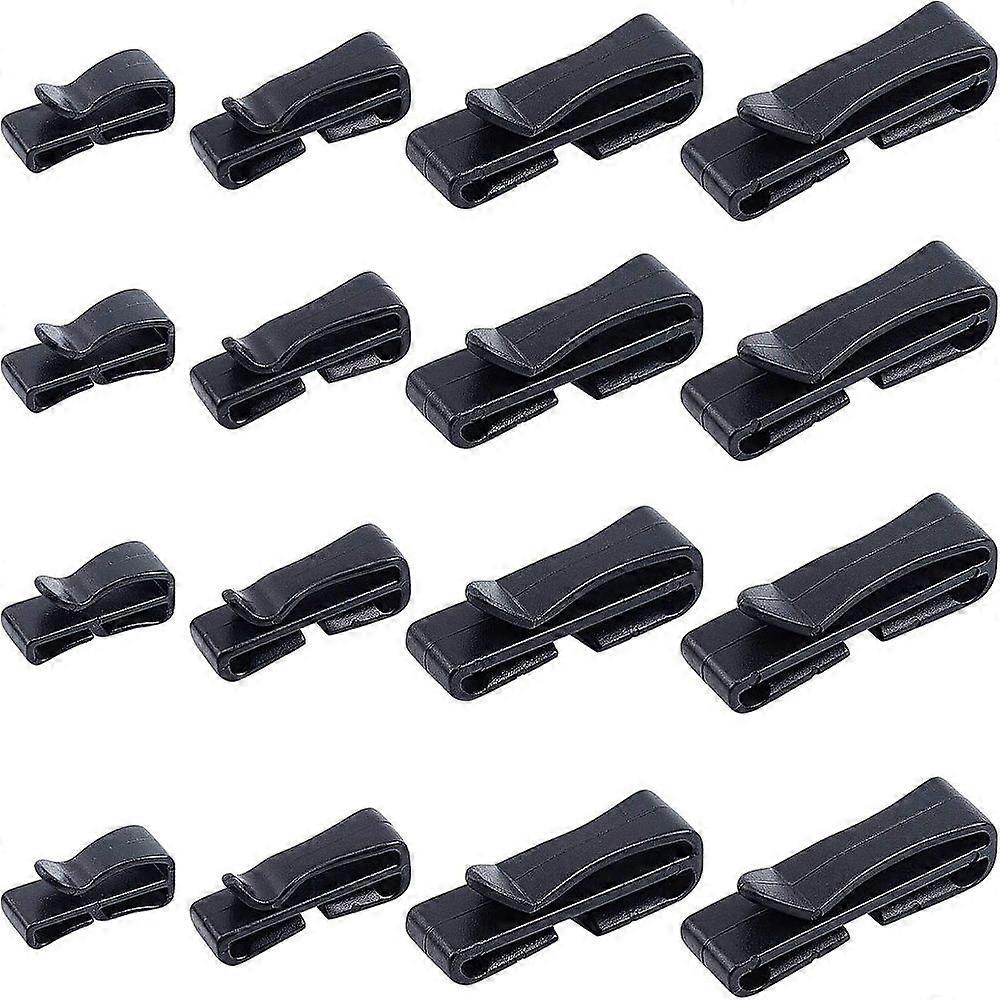 80 Pcs Webbing Ending Clip, 4 Size Adjust Keeper Buckle Quick Slip Keeper Connect Buckle for Backpack Adjusting Strap