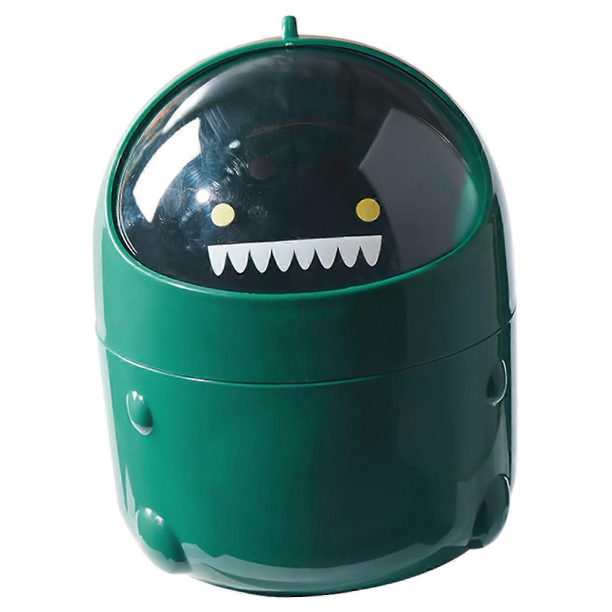 Cute Dinosaur Desktop Trash Can with Lid Mini Garbage Bin for Home Office or Study