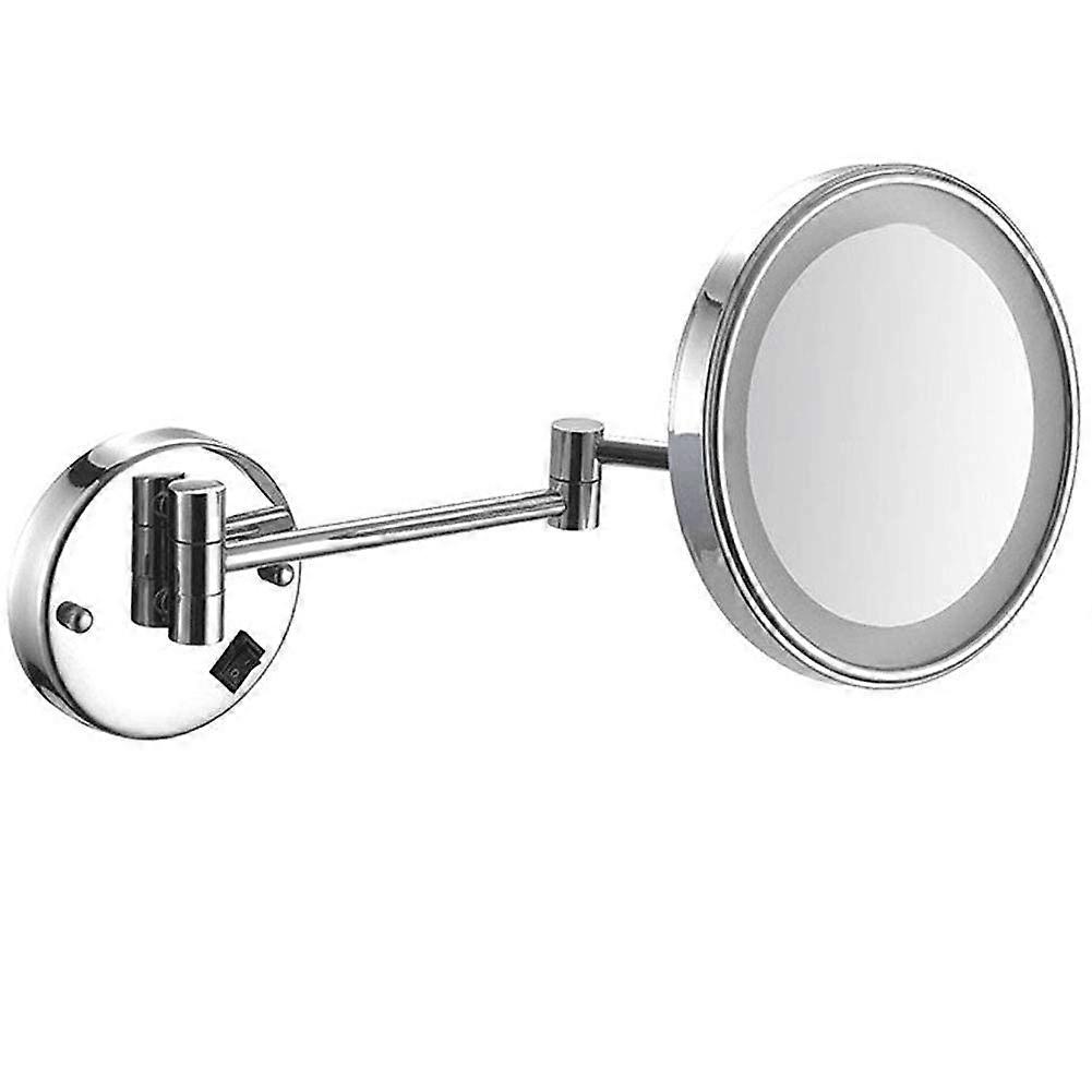 8 Inch LED Wall Mounted Makeup Mirror with 10x Magnification, Extendable Arm for Bathroom
