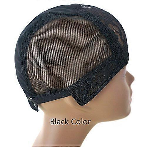 Medium Size Black Swiss Lace Wig Cap with Adjustable Straps for Making Wigs