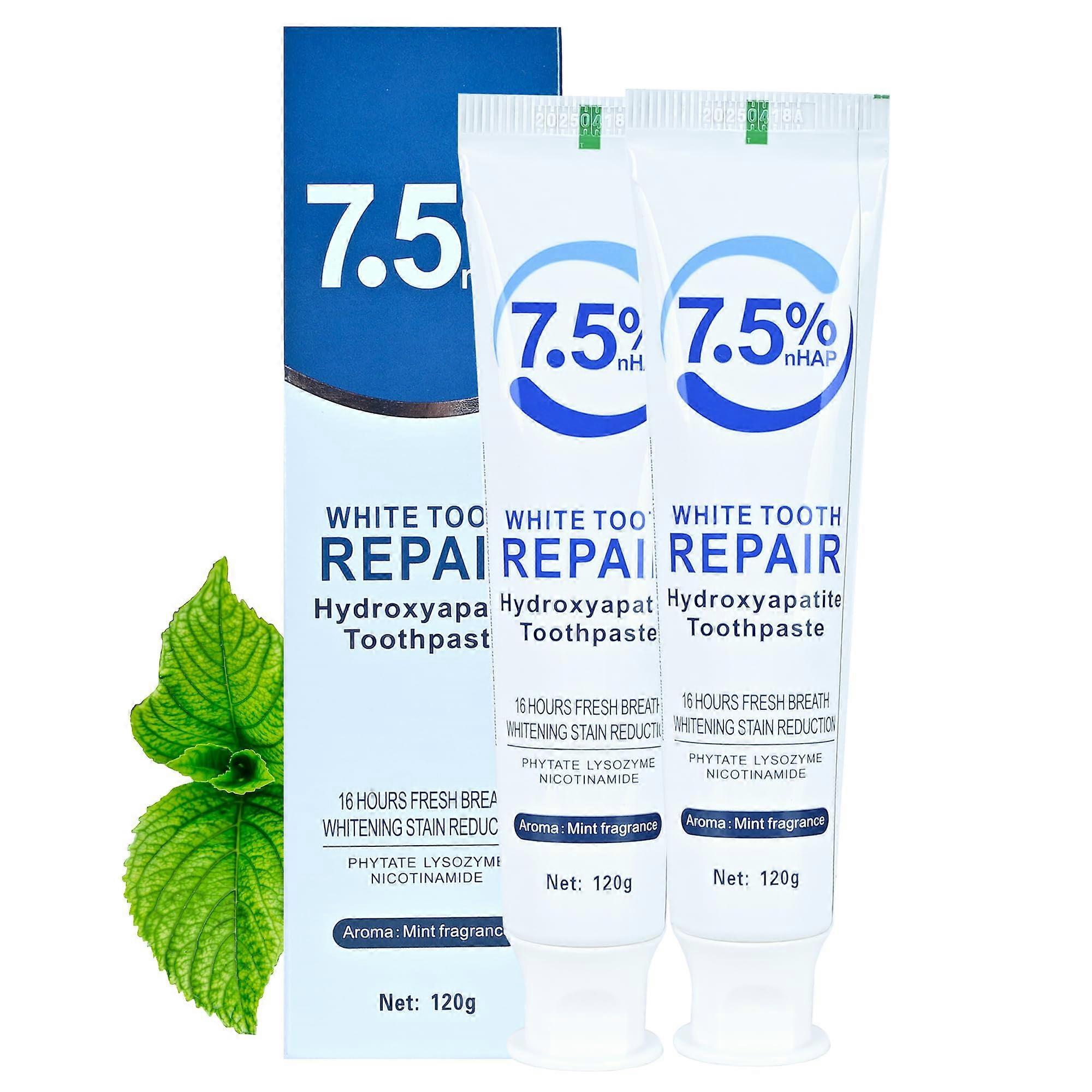 Enamel Protection Hydroxyapatite Toothpaste 2 Pack for Sensitive Teeth and Daily Oral Care, Mint