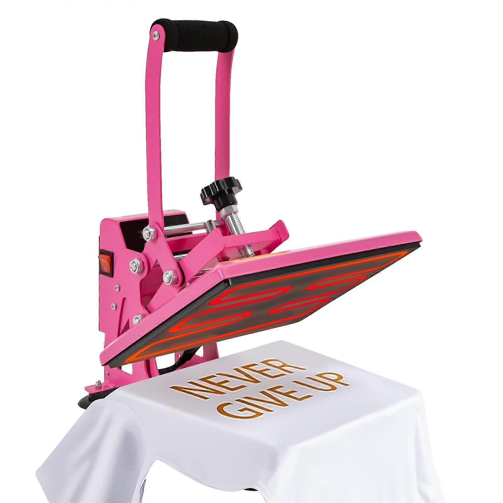 Pink Heat Press Machine for TShirts 11.8'x9' Digital Clamshell 700W with Precise Temperature Control