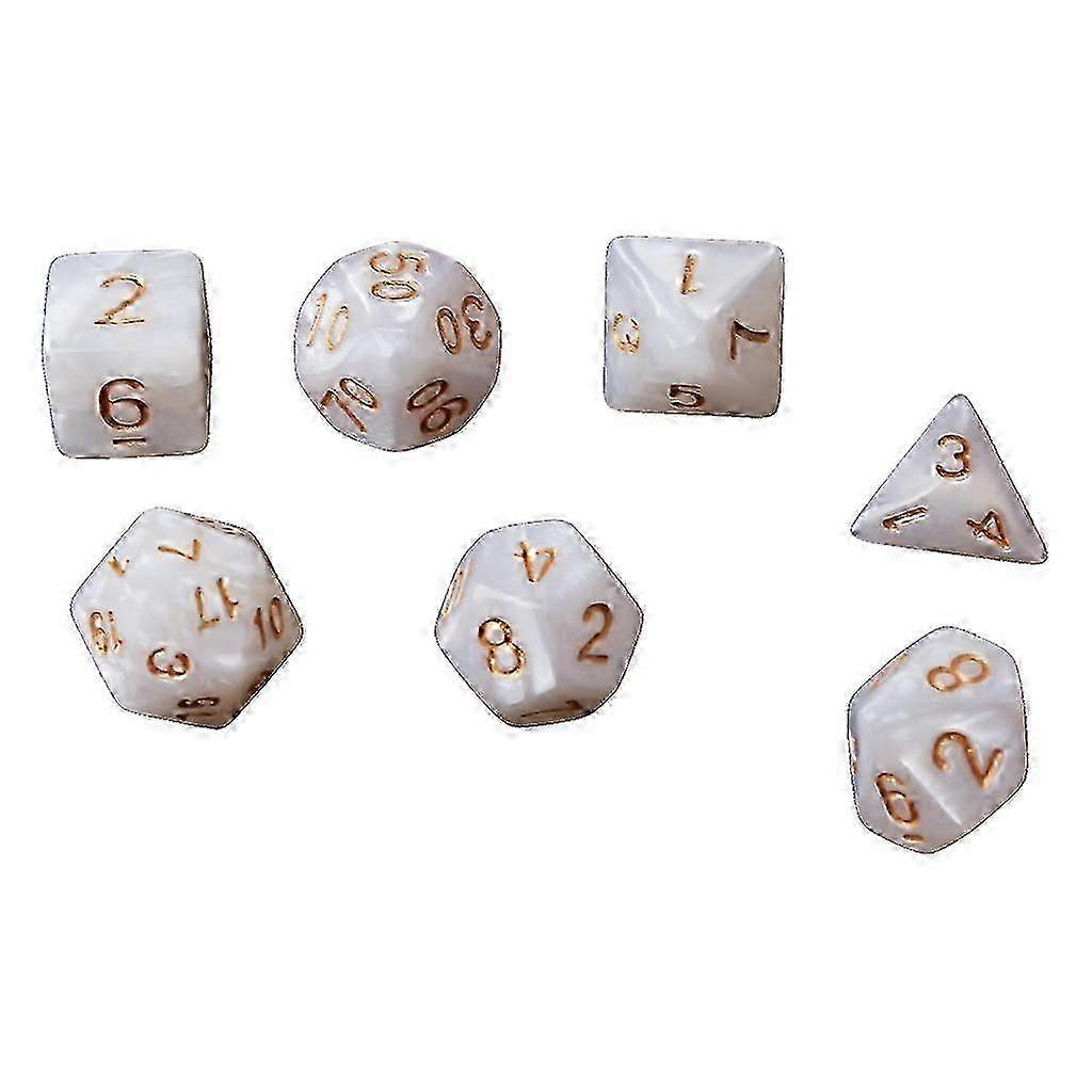 7x Black Sided Dice D4 D6 D8 D10 D12 D20 RPG Poly Game Set--White