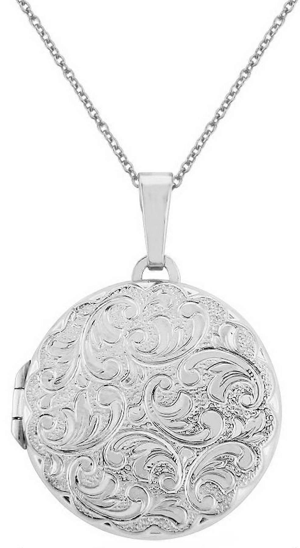 Mark Milton Round Embossed Locket Necklace - Silver