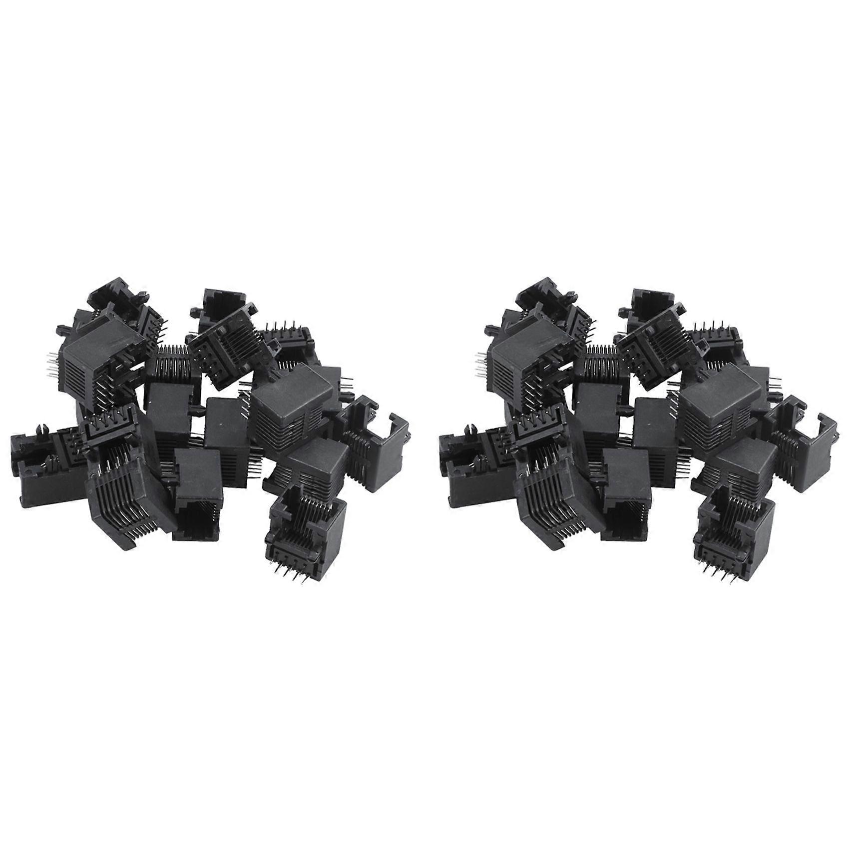 40Pcs Rj45 8P8C Computer Internet Network Pcb Jack Socket Black