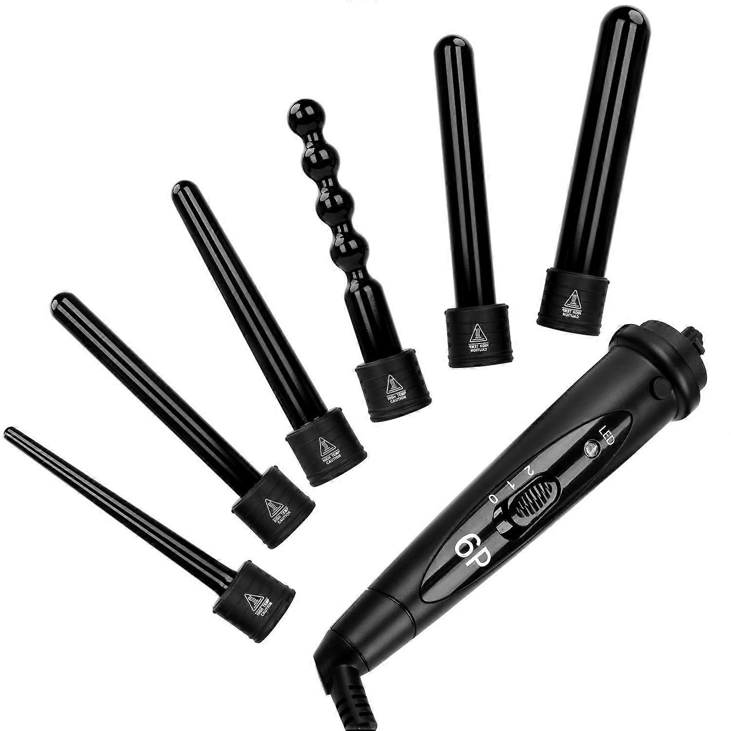 6 in 1 Curling Iron Set with Interchangeable Ceramic Barrels, Fast Heat Up, Adjustable Temp