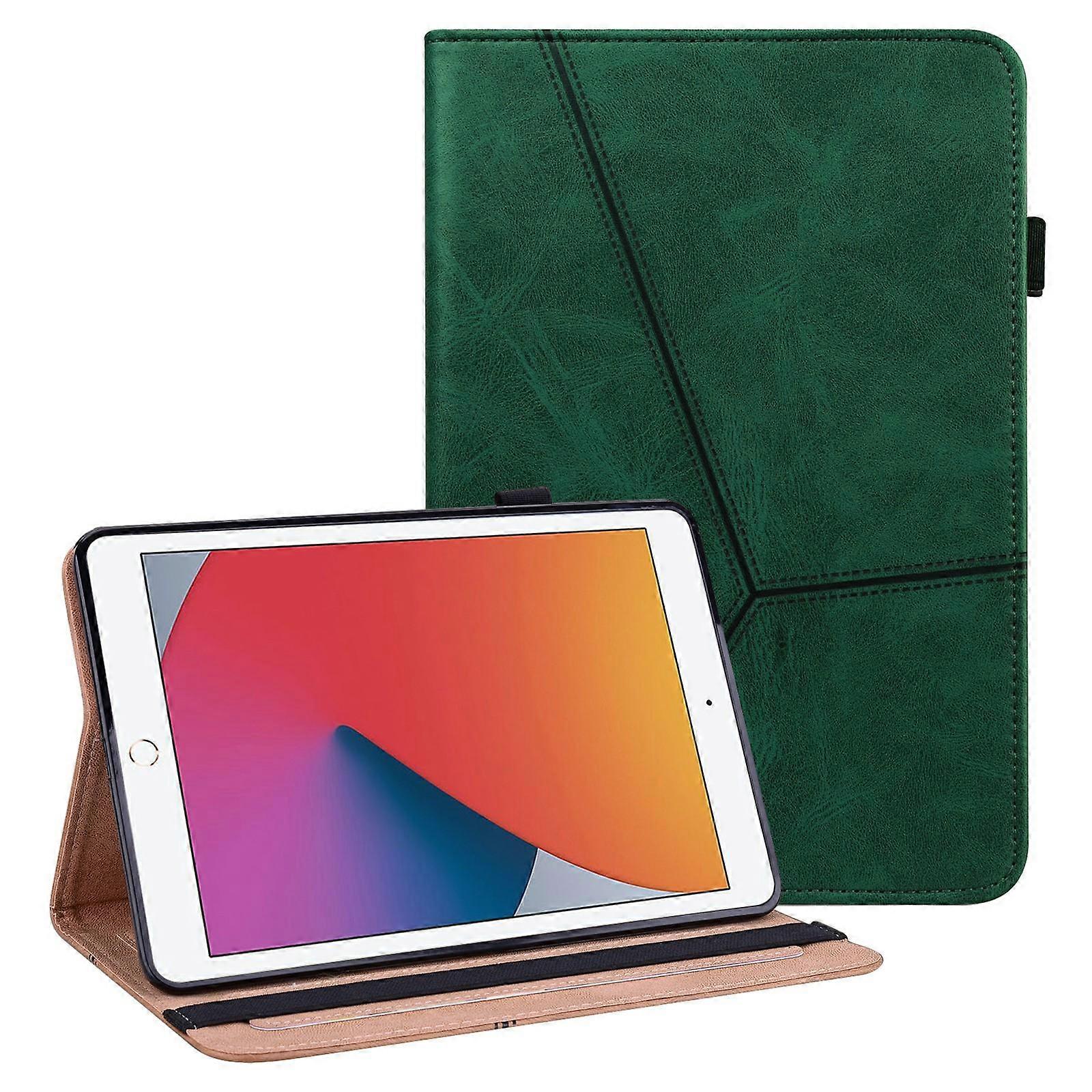 Auto Wake/Sleep Function Plain Leather Tablet Cover with Card Holder and Foldable Stand for iPad 10.