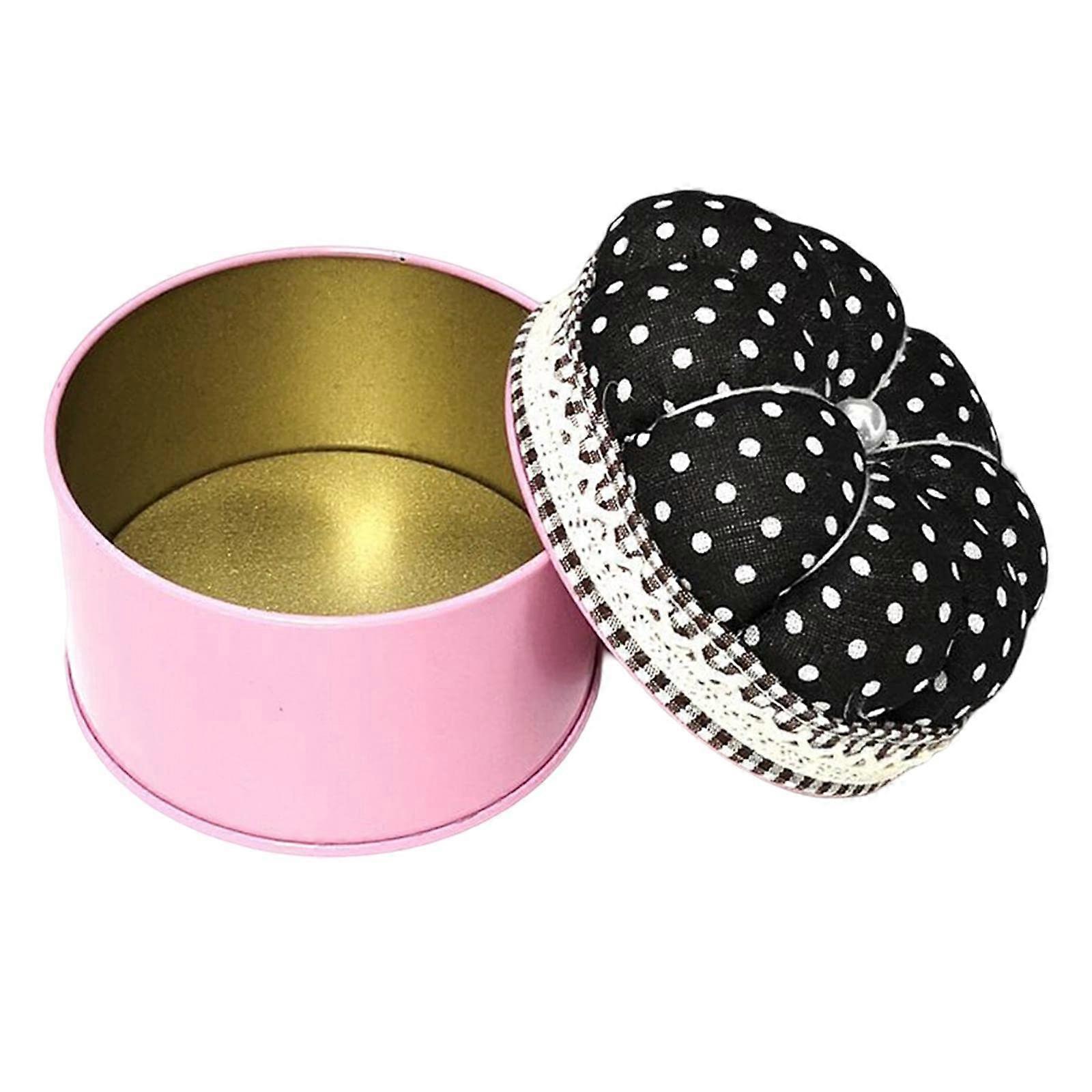 Sewing Pin Cushion with Storage Case Black 7.6x7cm Durable Organizer for Sewing Tools