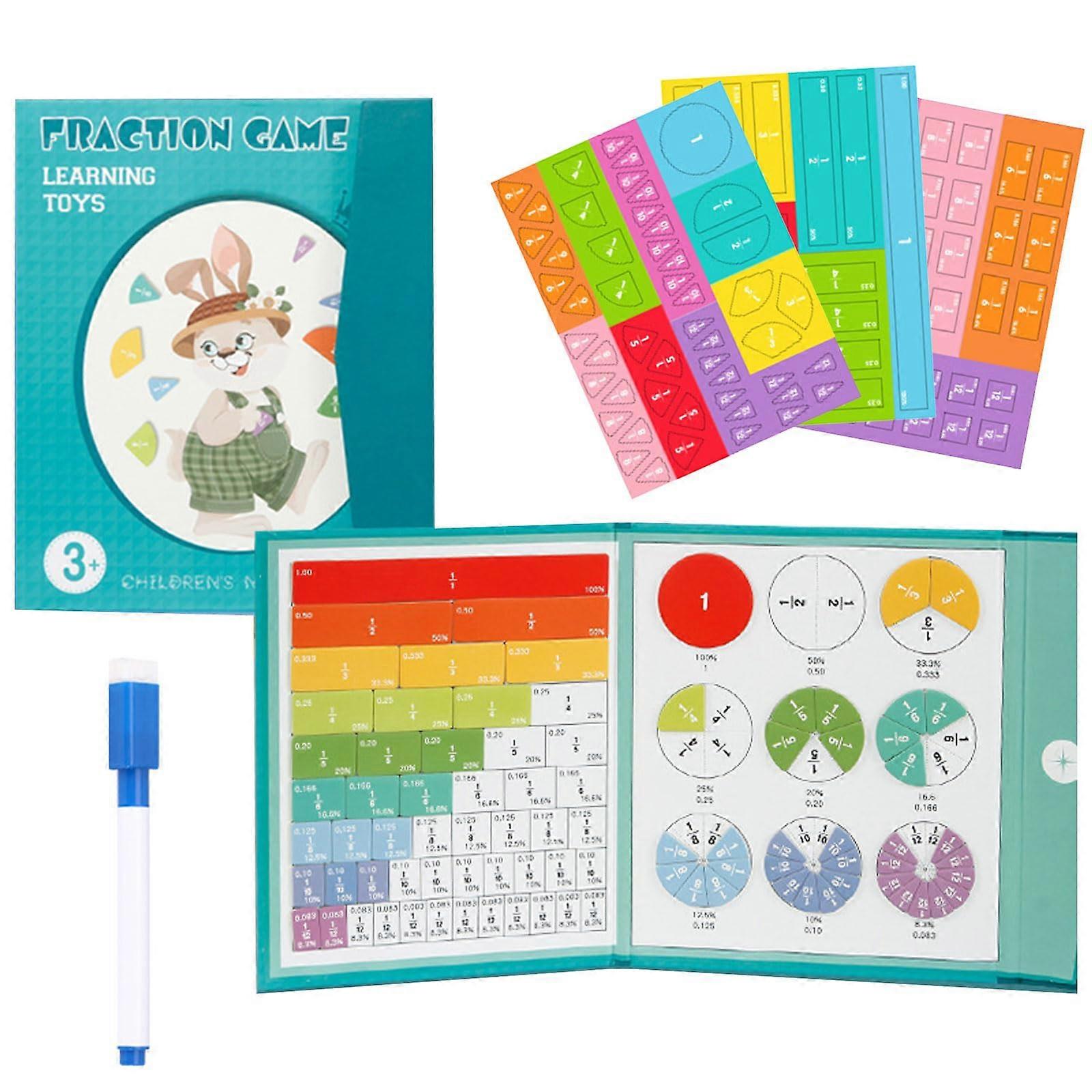 Magnetic Fraction Tiles Teaching Aids with ColorCoded Strips and Circles for Classroom Learning