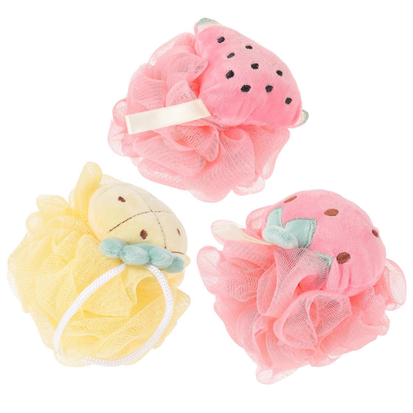 Fruit Shower Loofah 3Pcs for Bathing Use Body Wash Ball Fun Bath Accessory