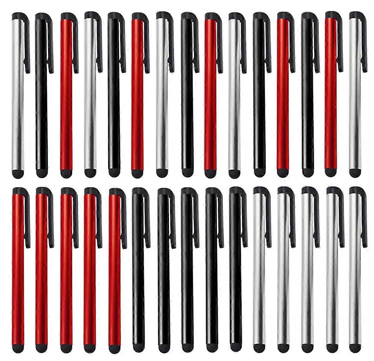 30 Pack Stylus Pens for Touch Screens with Precise Control, Slim Design, MultiDevice Compatible (Black Silver Red)
