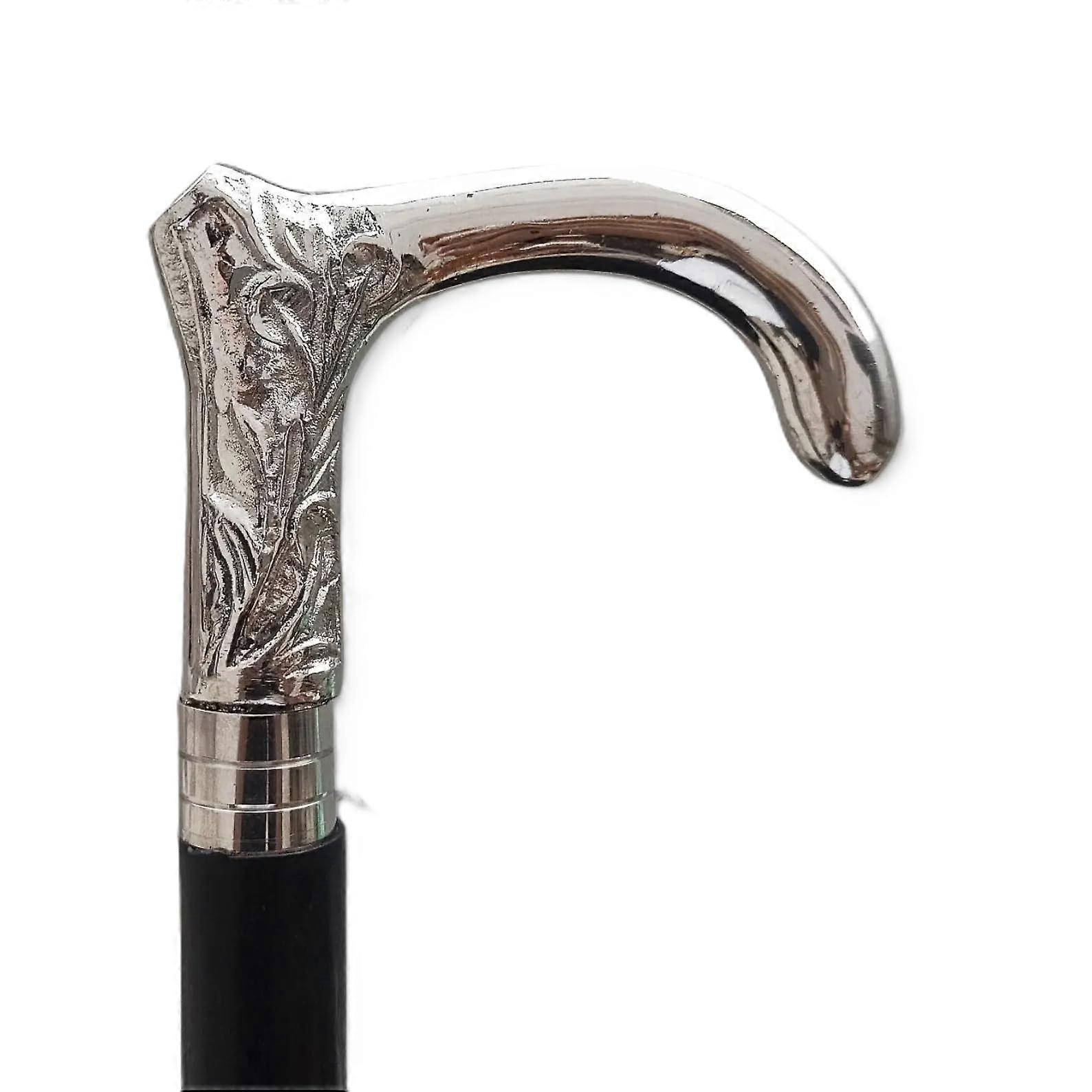 Engraved Brass Head Wooden Walking