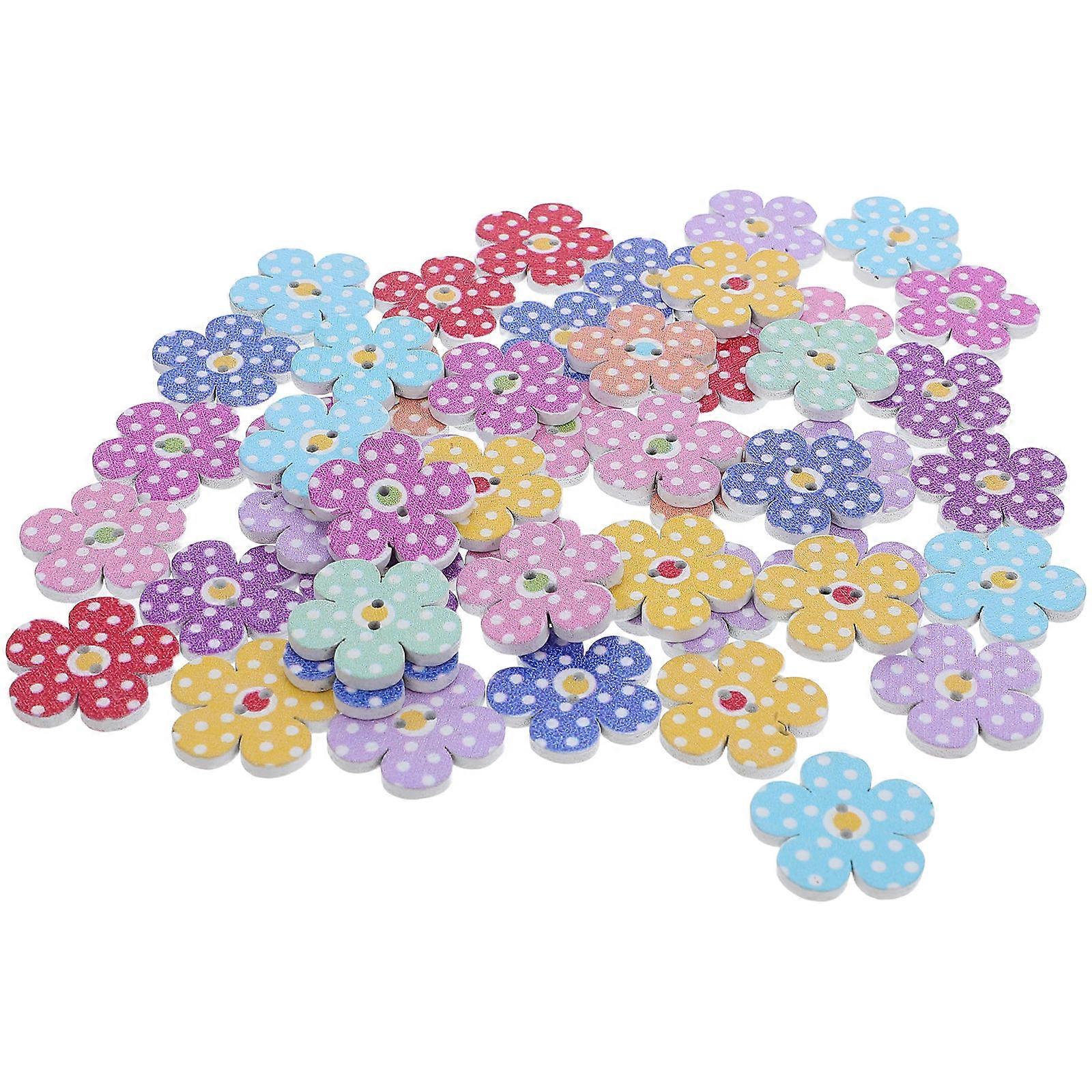 DIY Craft Buttons Decorative Kids Buttons for Sweaters 2cm Flower Patterned 50Pcs