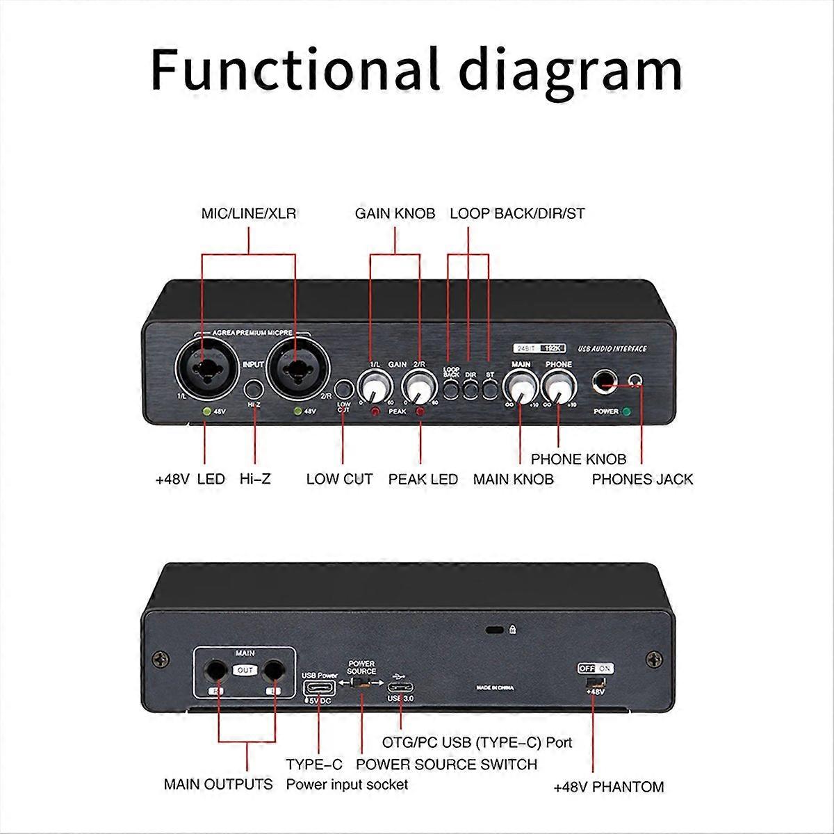 -UC22 24Bit/192KHz USB Computer Live Recording External Sound Card