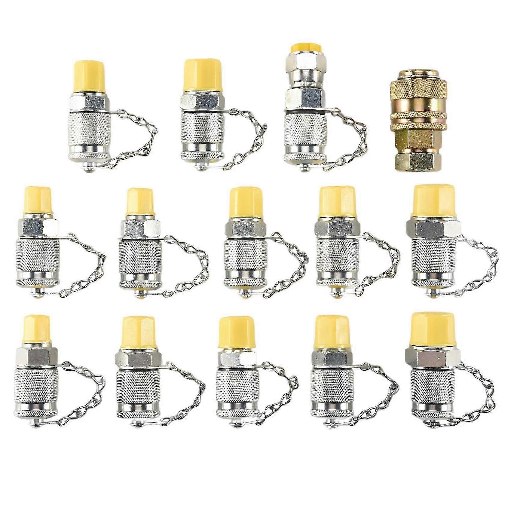 14Pcs Hydraulic Pressure Test Point Coupling Adapter Set for Hydraulic System Kit
