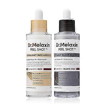 2PCS Peel Shot Glow Rice Ampoule, White rice ampoule+Black rice ampoule Soft Exfoliating Face and Body Scrub Dead Skin Cells
